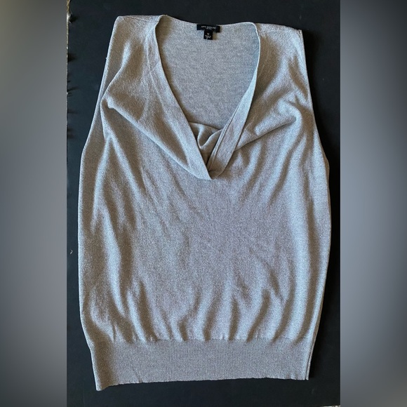 ANN TAYLOR Sleeveless Blouse Women's Draped cowl Neck, silver - Picture 11 of 11